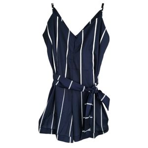 Zaful Navy Blue and White Romper Size 6
